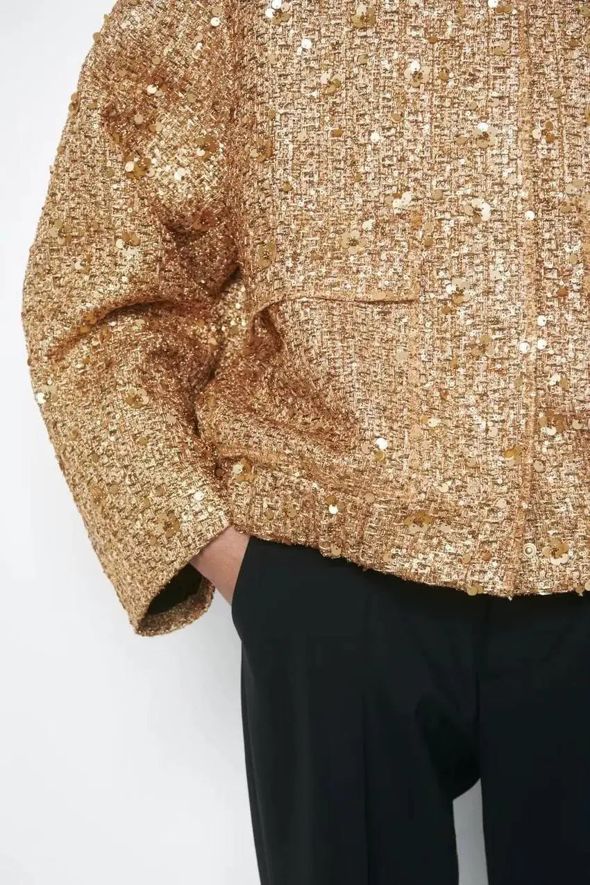 Nieuwe Herfst Dames Korte Jas met Zakken en Bead Decoratie