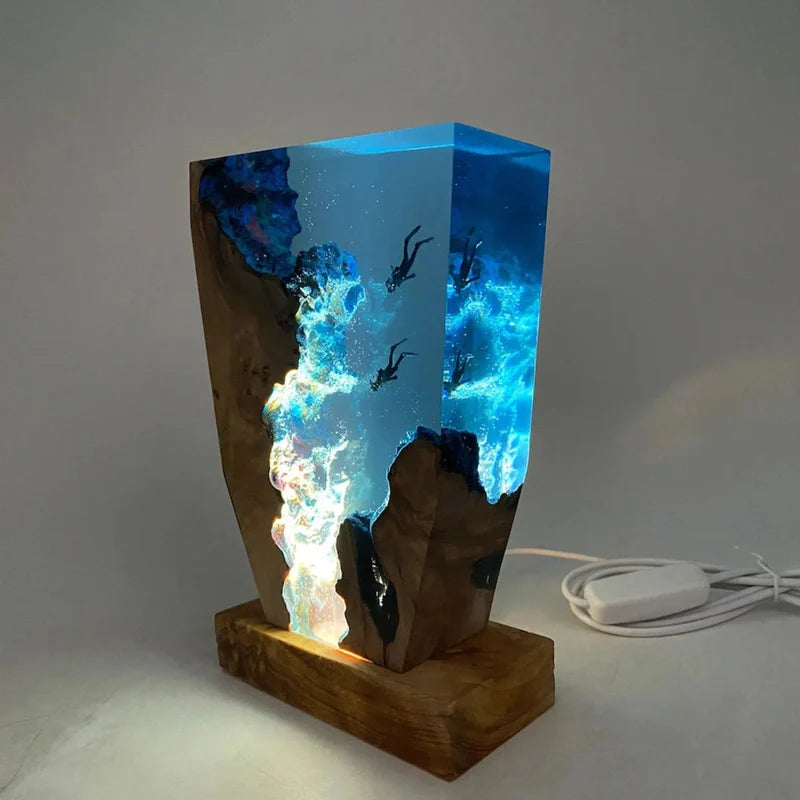 OceanGlow USB Oplaadbare Epoxyhars Tafel lamp - Grotten Decoratie
