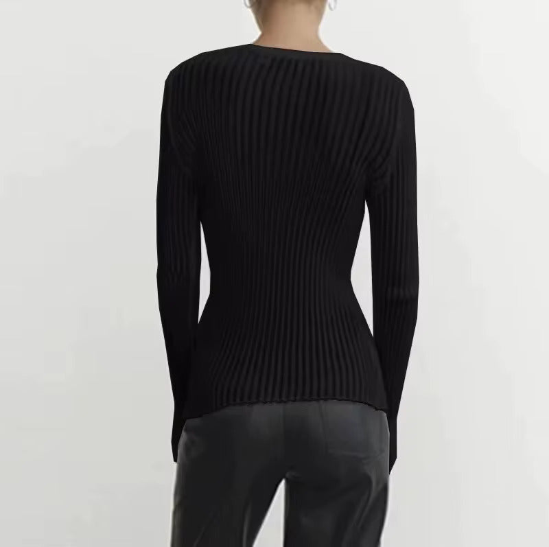 Ronde Hals Dun Ademend Gebreid Wol Top - Lange Mouw Pullover voor Vrouwen