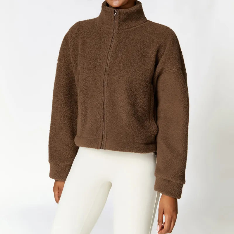Dames Winter Polar Fleece Jas – Warme Casual Outdoor Fitnessjas