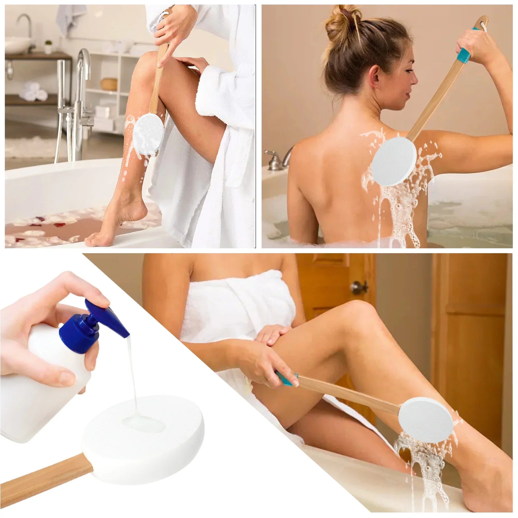 Antislip Sponsborstelj Moeiteloos Lotion Aanbrengen op Moeilijk Bereikbare Plaatsen!