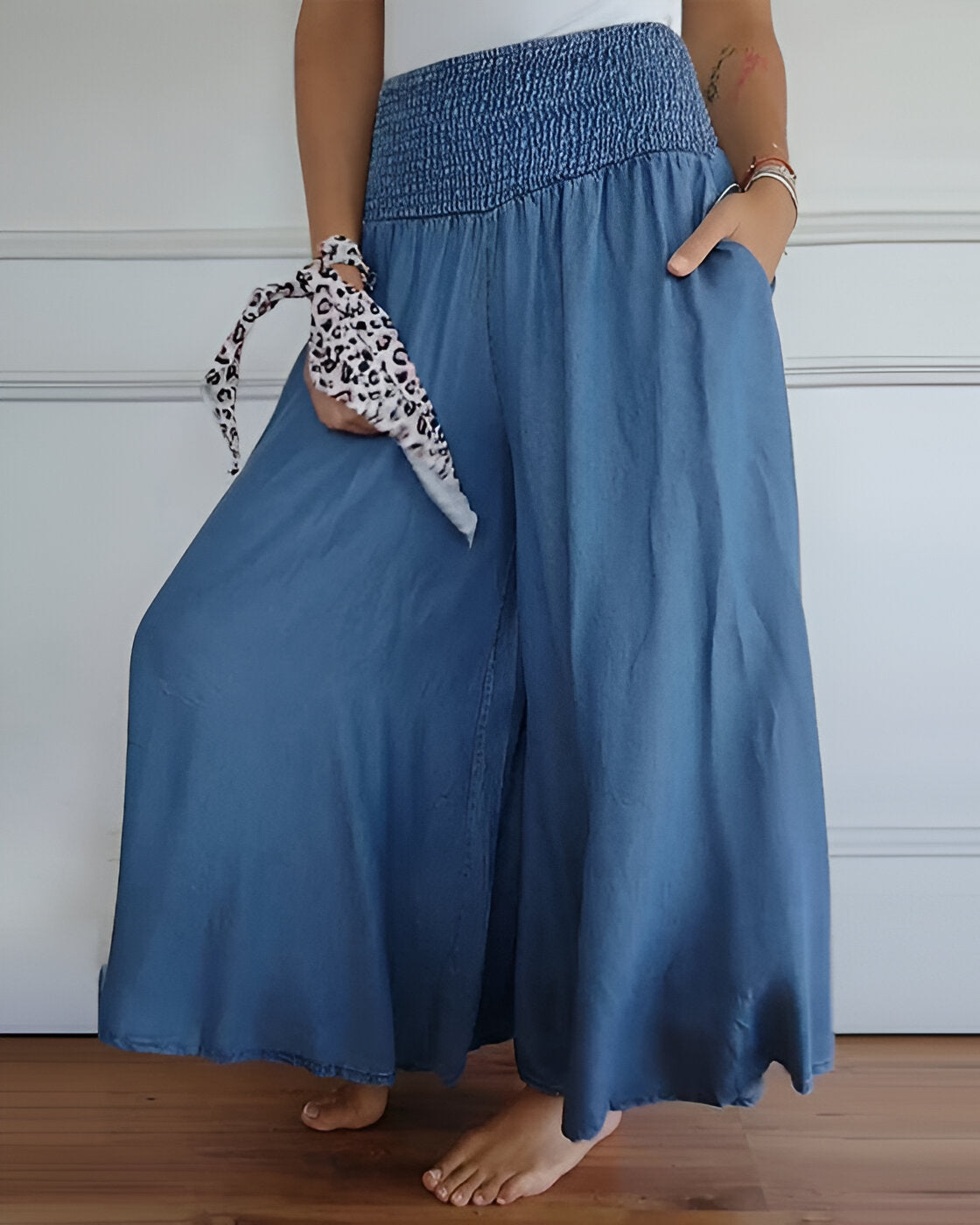 Brede Broekspijpen met Elastische Tailleband – Stijlvol Comfort en Perfecte Pasvorm
