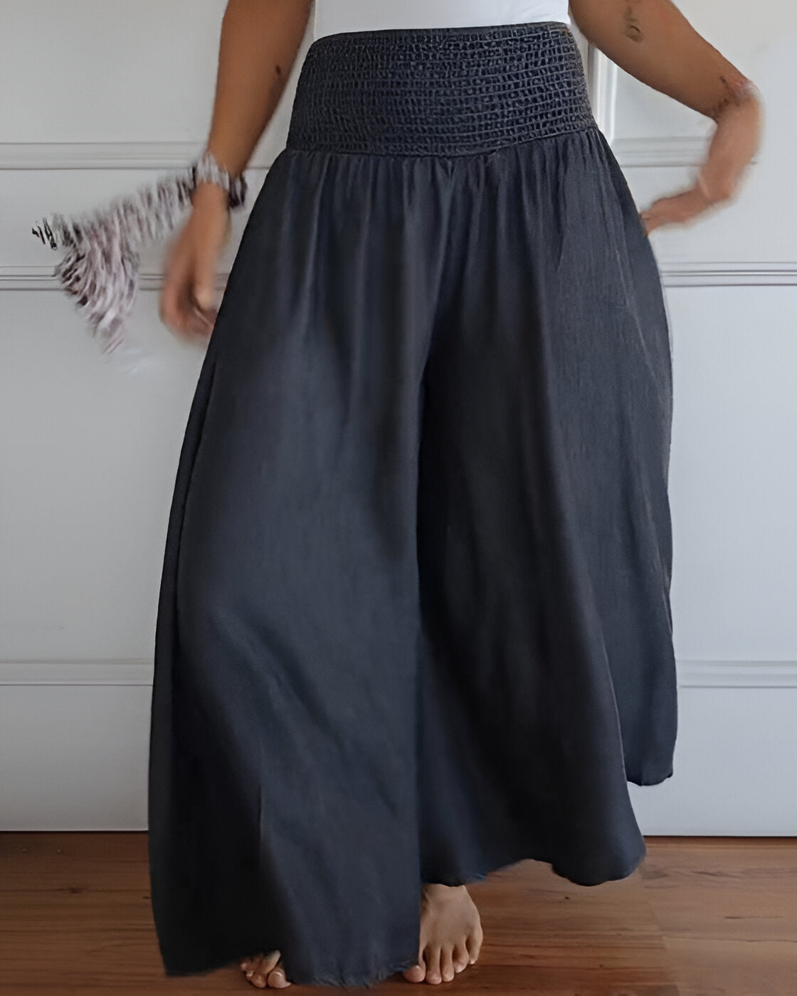 Brede Broekspijpen met Elastische Tailleband – Stijlvol Comfort en Perfecte Pasvorm