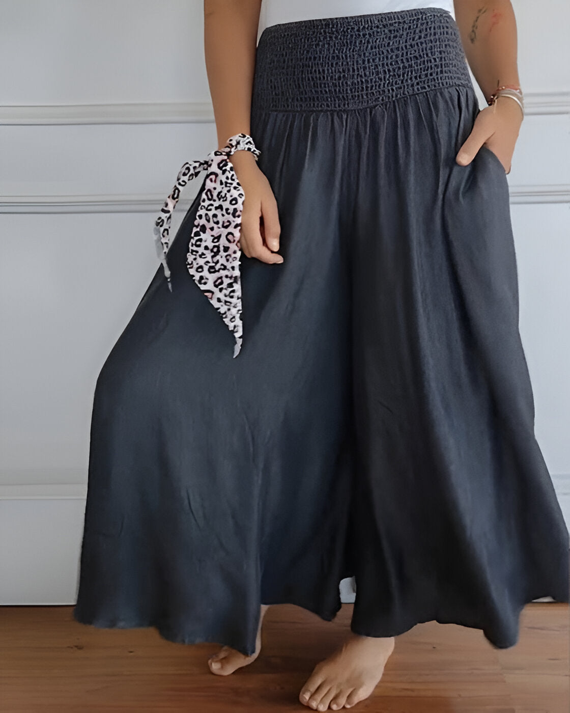 Brede Broekspijpen met Elastische Tailleband – Stijlvol Comfort en Perfecte Pasvorm