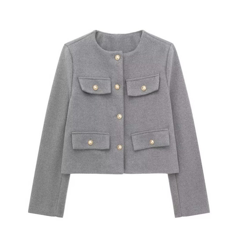Dames Mode Casual Flip-Trim Korte Jas - Street Style Alles-match Jacket