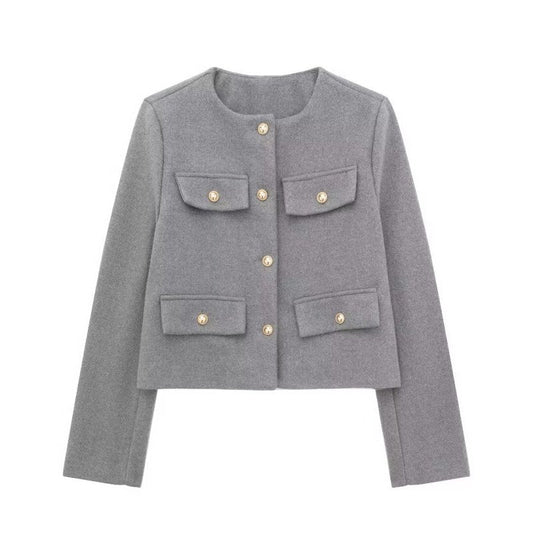 Dames Mode Casual Flip-Trim Korte Jas - Street Style Alles-match Jacket