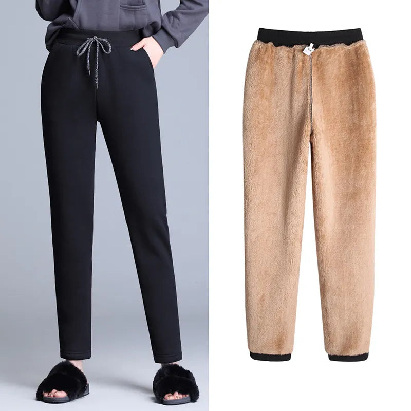 Dames Casual Cashmere Sweatpants – Losse Hoge Taille Broek met Zachte Voering