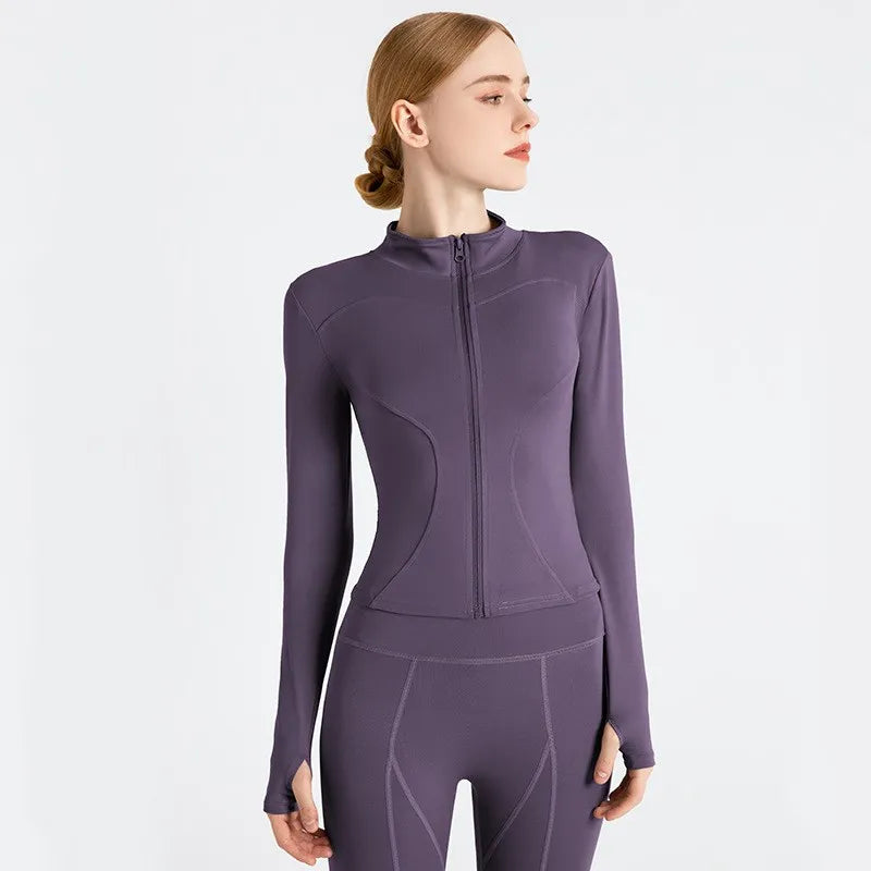 Dames Hardloopjack met Opstaande Kraag - Casual Sportkleding met Lange Mouwen