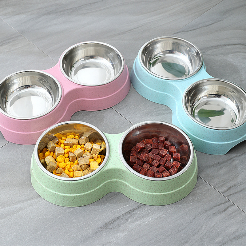 Dubbele Huisdier Voerbak – RVS Water- en Voerbak voor Katten en Kleine Honden
