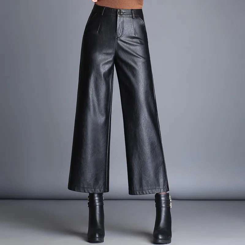 Mode Plus Size Losse Dames Casual Leren Broek