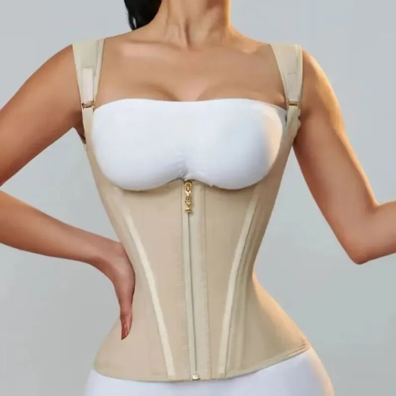 Vintage Corset Tailleband – Hoge Elastische Mesh Taille Trainer met Rits en Klassieke Look