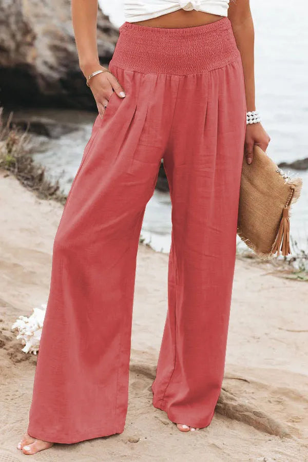 Dames Casual Wijd-Pijpen Katoen Linnen Loose Broek - Lichtgewicht en Stijlvol