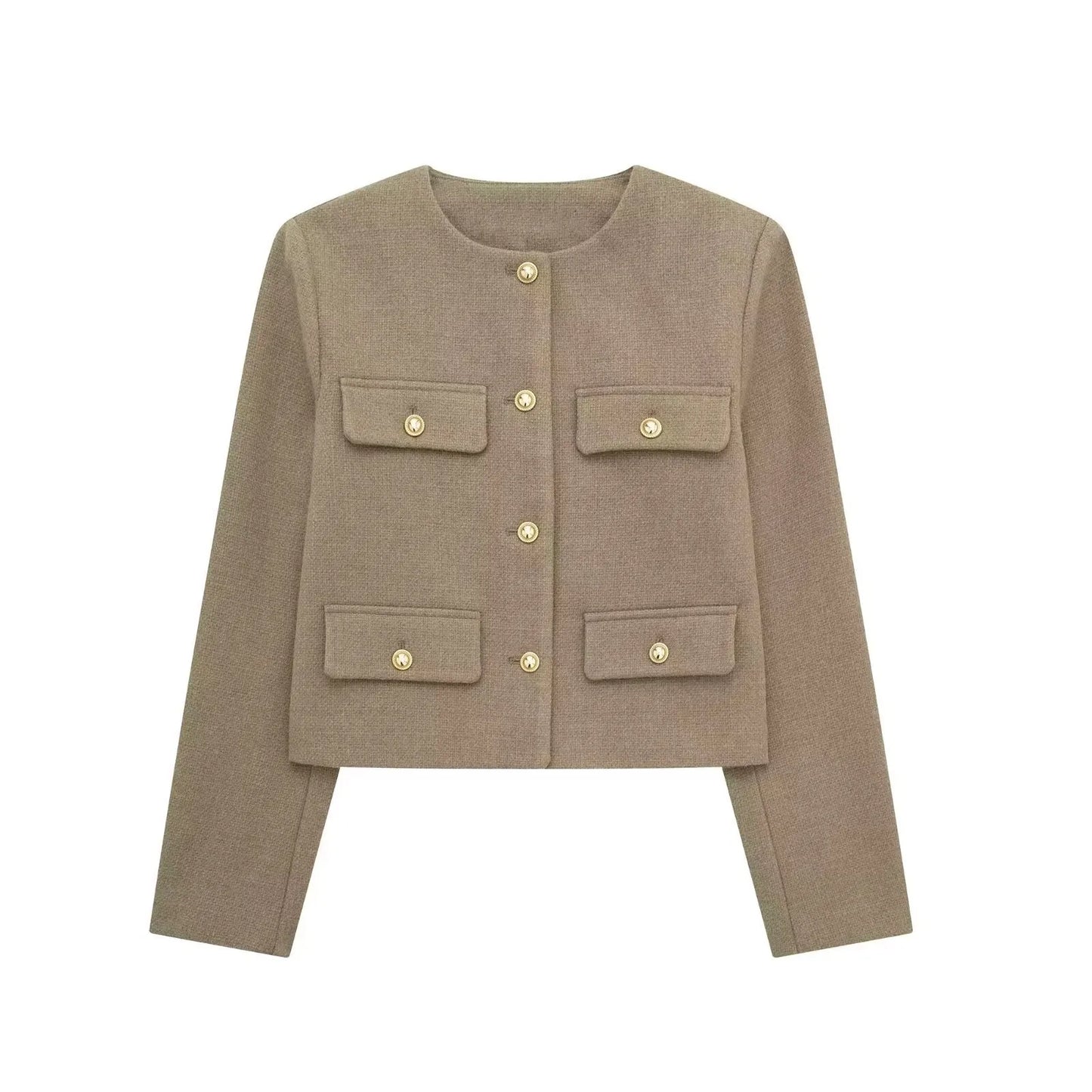 Dames Mode Casual Flip-Trim Korte Jas - Street Style Alles-match Jacket