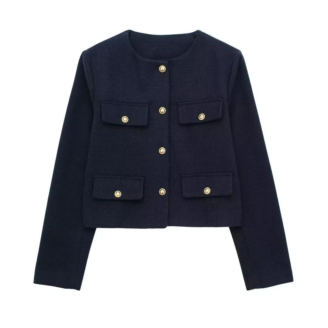 Dames Mode Casual Flip-Trim Korte Jas - Street Style Alles-match Jacket