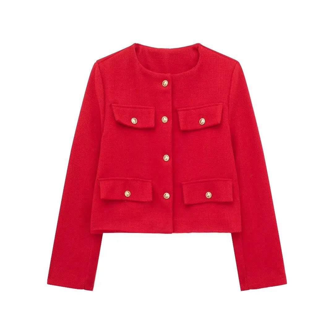 Dames Mode Casual Flip-Trim Korte Jas - Street Style Alles-match Jacket