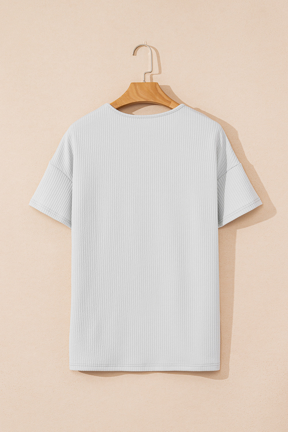 Sophie - Lichtgrijs Getextureerd Los T-shirt voor Vrouwen