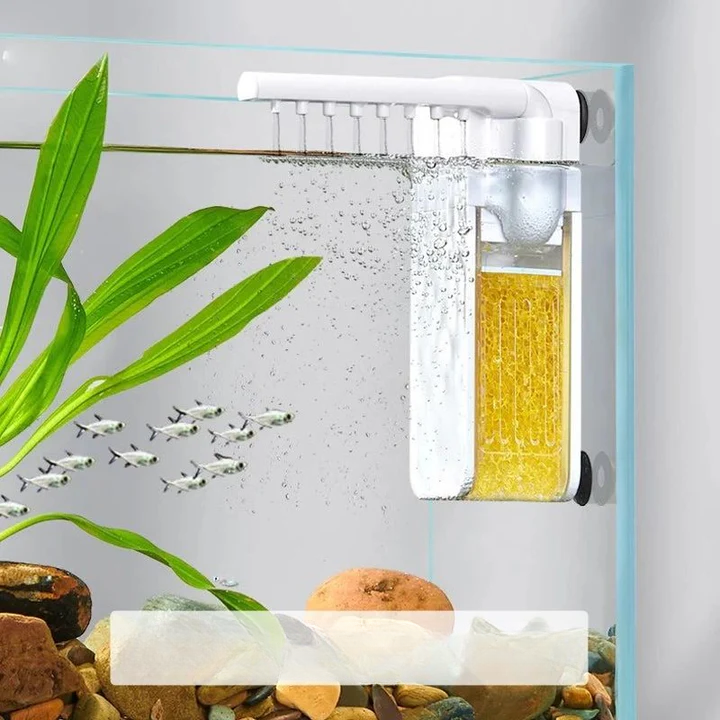 Stille mini-aquariumfilter met instelbare waterstroom