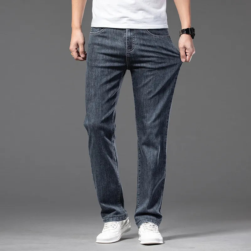 Stijlvolle Casual Stretch Denim Broek voor Dames met Halflastische Taille Geniet van Ultiem Comfort en een Perfecte Pasvorm!