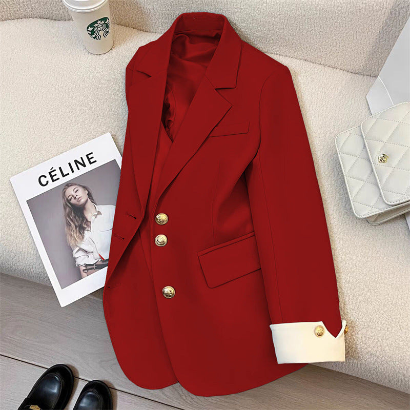 Dames Lente en Herfst Multi-Kleur Temperament Jas – Mode Lange Mouwen Effen Kleur Jacket