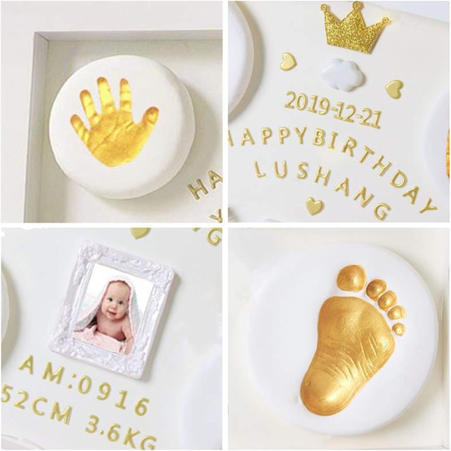 Baby Hand- en Voetafdruk Doe-het-zelf Fotolijsten – Gepersonaliseerd Aandenken voor de Verjaardag van de Baby