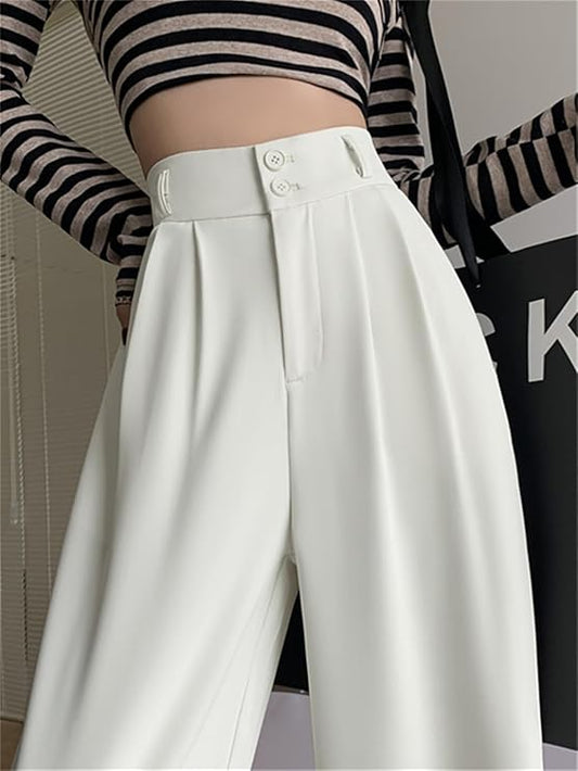 Dames Hoge Kwaliteit Kunst Retro Wijd-Broek – Losse Rechters Comfortabele Broeken voor een Verfijnde Look