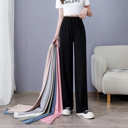 Dames Zomer Hoge Taille Losse Hangende Rechte Casual Broek