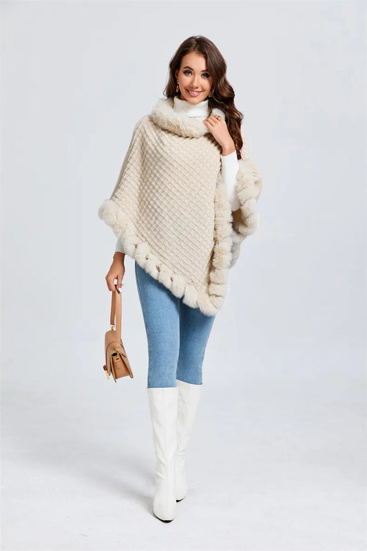 Dames Rex Konijnenbont Kraag Sjaal Cape – Luxe Korte Cloak voor Herfst en Winter Elegantie
