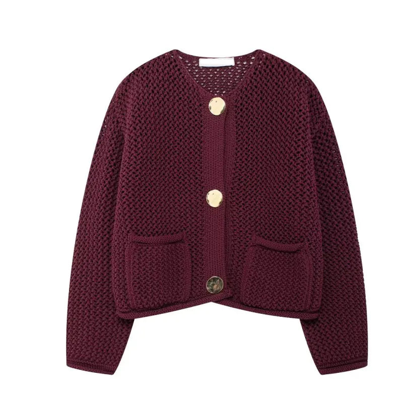 Damesmode Ronde Hals Dikke Brei Truien met Zakken - Cozy en Chic Pulloverstijl