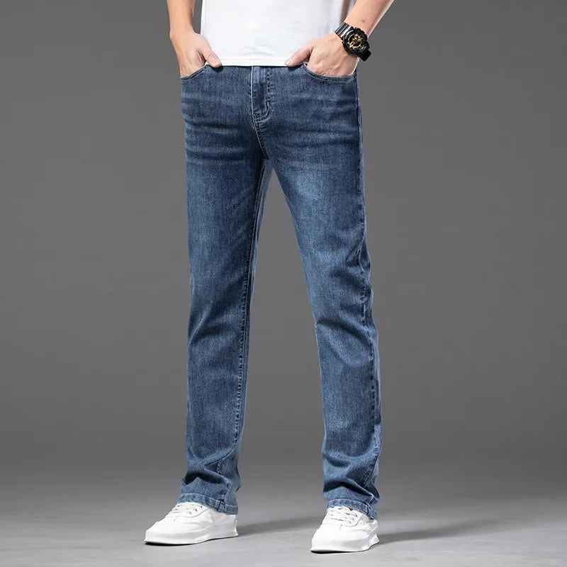 Stijlvolle Casual Stretch Denim Broek voor Dames met Halflastische Taille Geniet van Ultiem Comfort en een Perfecte Pasvorm!