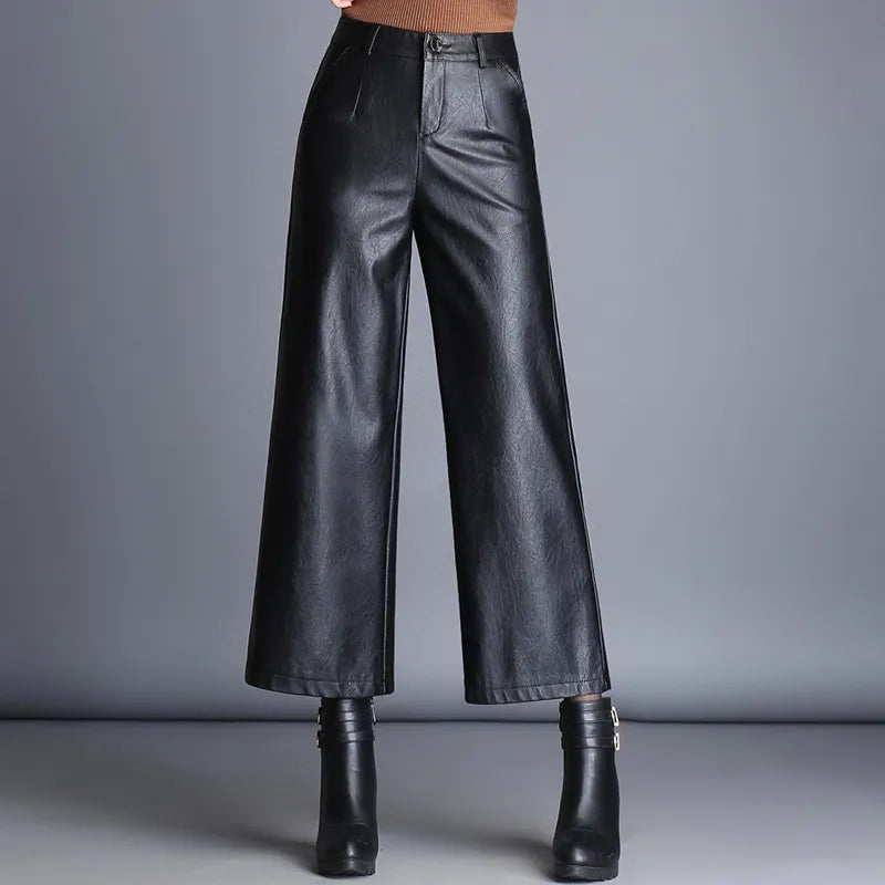 Mode Plus Size Losse Dames Casual Leren Broek