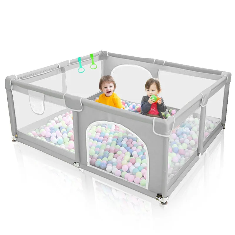 Baby Playpen met Mat – Binnen & Buiten Activiteitencentrum Veilige, Draagbare Babyhekje voor Peuters Ademend Mesh Ontwerp