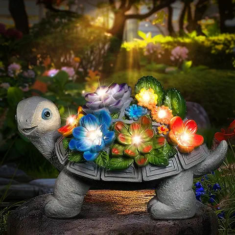 LED Zonnepaneel Schildpad Hars Vetplant Ornament Lamp – Decoratieve Zonne-energie Dier Crafts