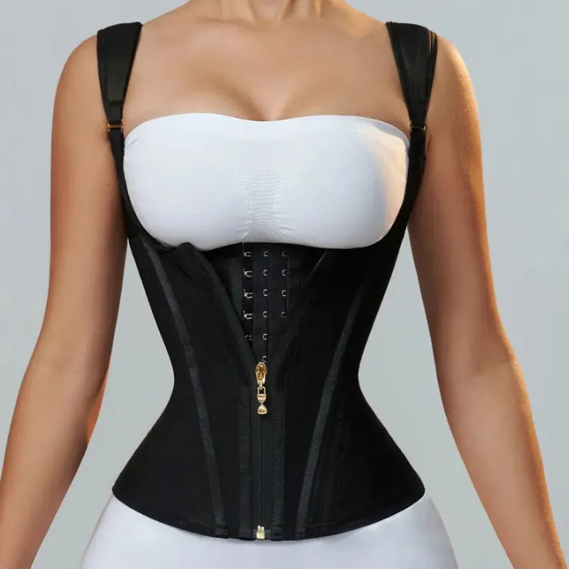 Vintage Corset Tailleband – Hoge Elastische Mesh Taille Trainer met Rits en Klassieke Look