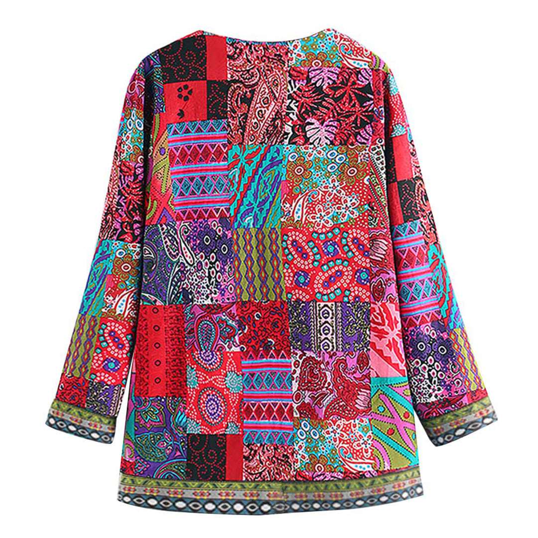 Elena - Elegante Damesjas voor Koudere Maanden in Blauw en Rood