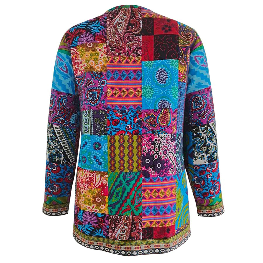 Elena - Elegante Damesjas voor Koudere Maanden in Blauw en Rood