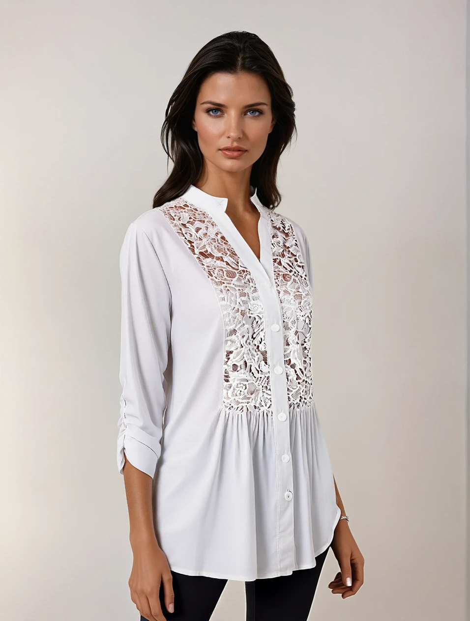 Otilia - Elegante Lange Blouse Met Pofmouwen Voor Dames