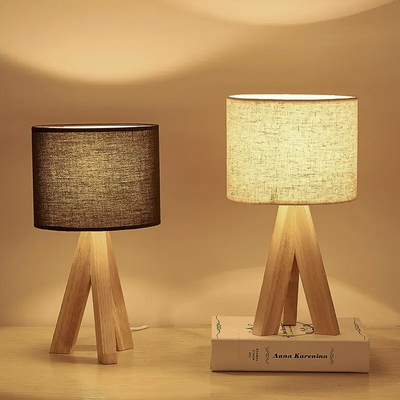 Ebenholz - Stijlvolle tafel lamp Hout, Zwart en Wit