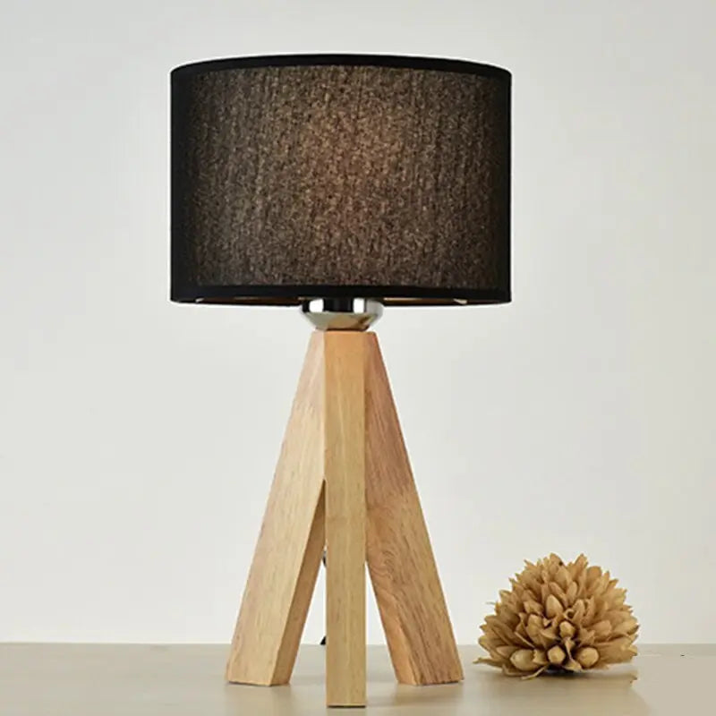 Ebenholz - Stijlvolle tafel lamp Hout, Zwart en Wit