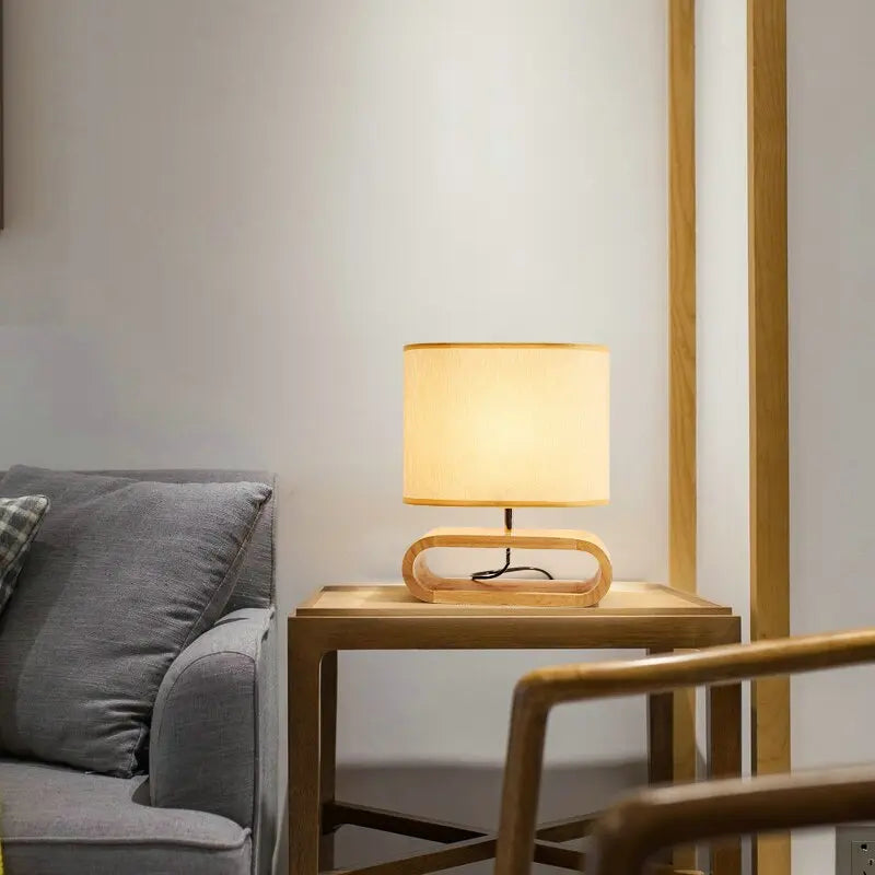 Ecolight - Rustieke Tafel lamp Hout, Rond voor Gezellige Ruimtes