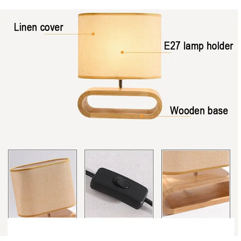Ecolight - Rustieke Tafel lamp Hout, Rond voor Gezellige Ruimtes
