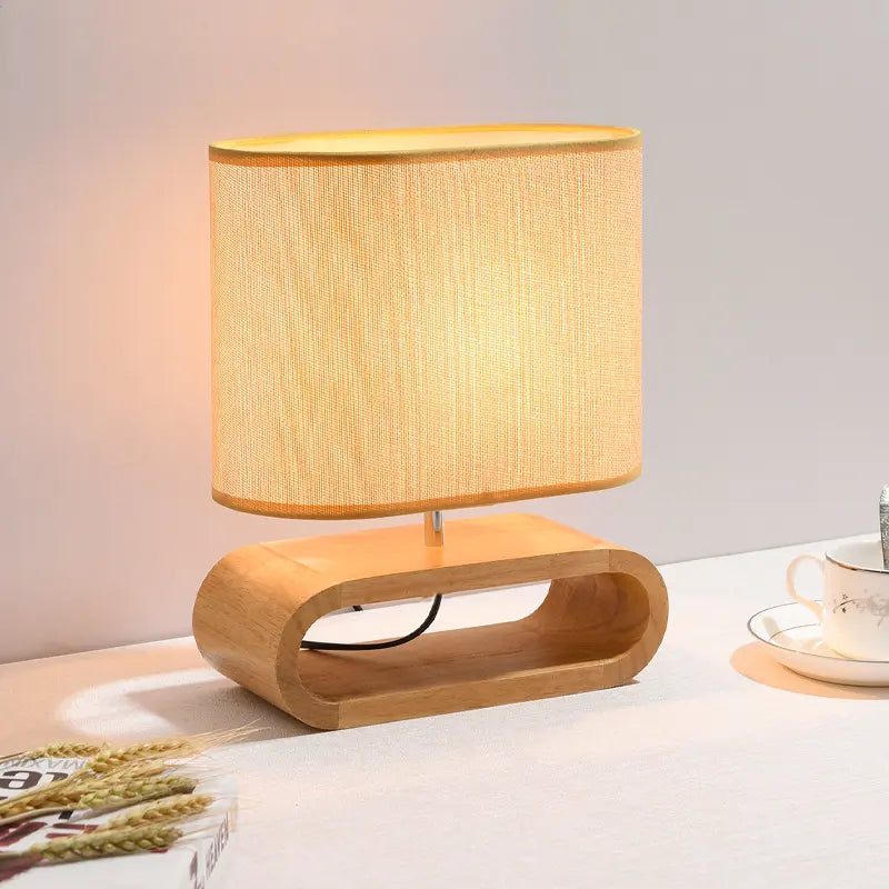 Ecolight - Rustieke Tafel lamp Hout, Rond voor Gezellige Ruimtes
