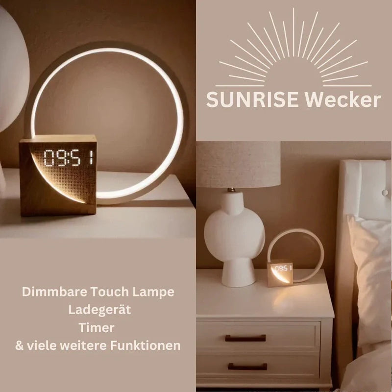 Sunrise - Zonsopgang Wekker met Dimbare Touch Lamp, Oplader & Veel Functies, Kerstcadeau