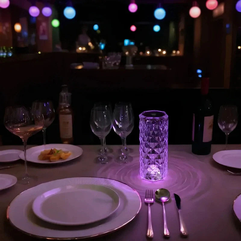 GlanzLicht - Rosé Fonkelende Kristallen Tafel lamp met Touch-Functie