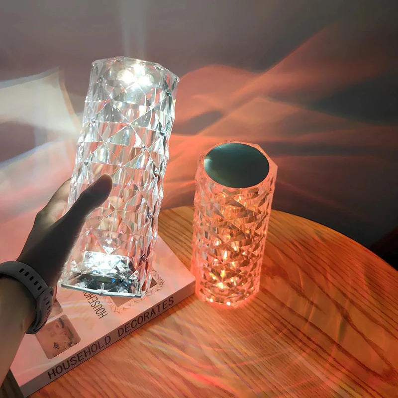 GlanzLicht - Rosé Fonkelende Kristallen Tafel lamp met Touch-Functie