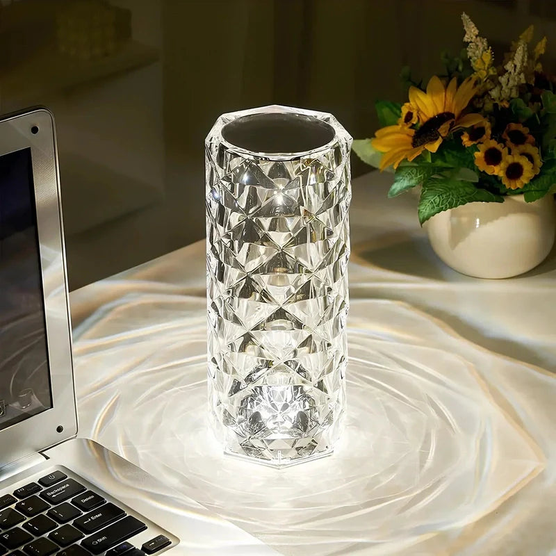 GlanzLicht - Rosé Fonkelende Kristallen Tafel lamp met Touch-Functie