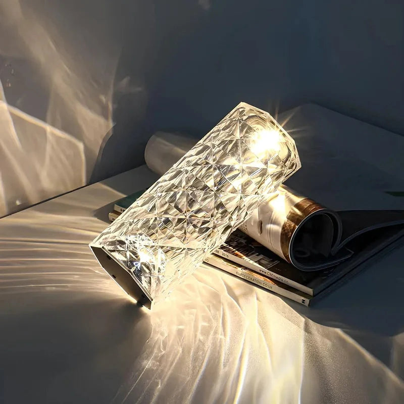 GlanzLicht - Rosé Fonkelende Kristallen Tafel lamp met Touch-Functie