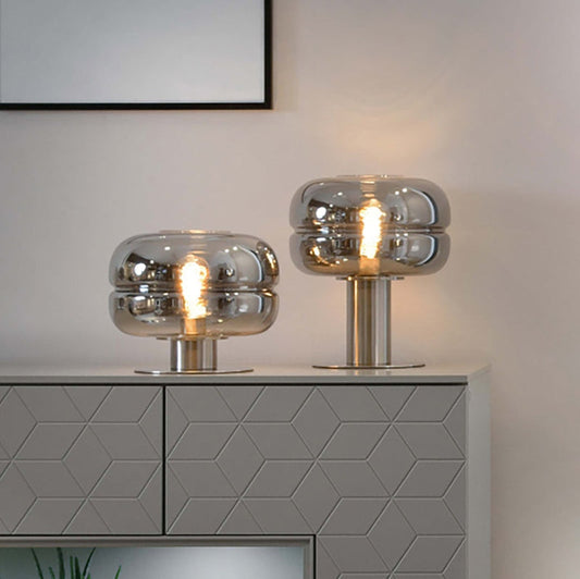 Lumivista - Elegante Tafellamp van Rookglas voor Stijlvolle Ruimtes