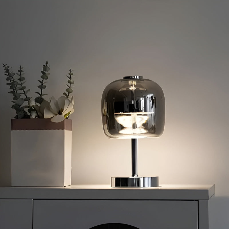GlanzLicht - Elegante USB-tafellamp van rookglas, dimbaar