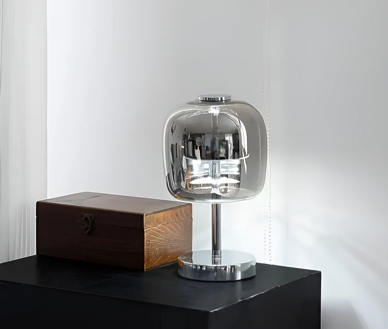 GlanzLicht - Elegante USB-tafellamp van rookglas, dimbaar