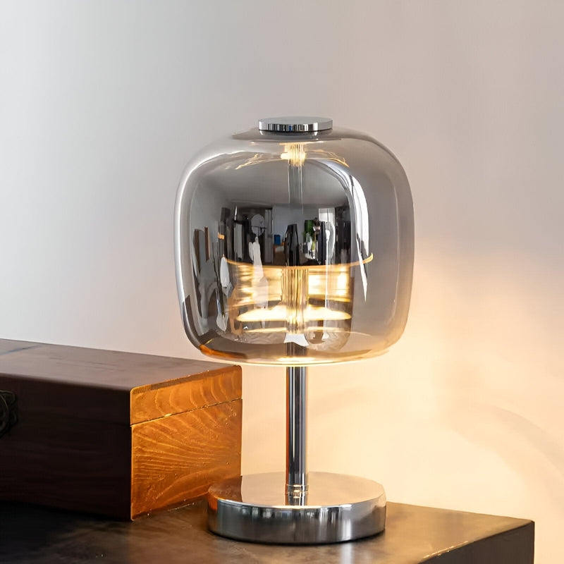 GlanzLicht - Elegante USB-tafellamp van rookglas, dimbaar